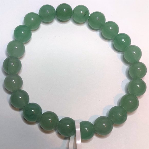 GREEN AVENTURINE STRETCHY ROUND 8mm BRACELET NAT. STONE w/ FREE FELT POUCH-B809 - Picture 1 of 14